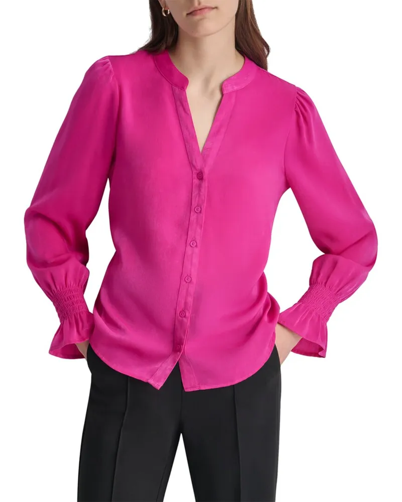DKNY Split Neck Top Pink
