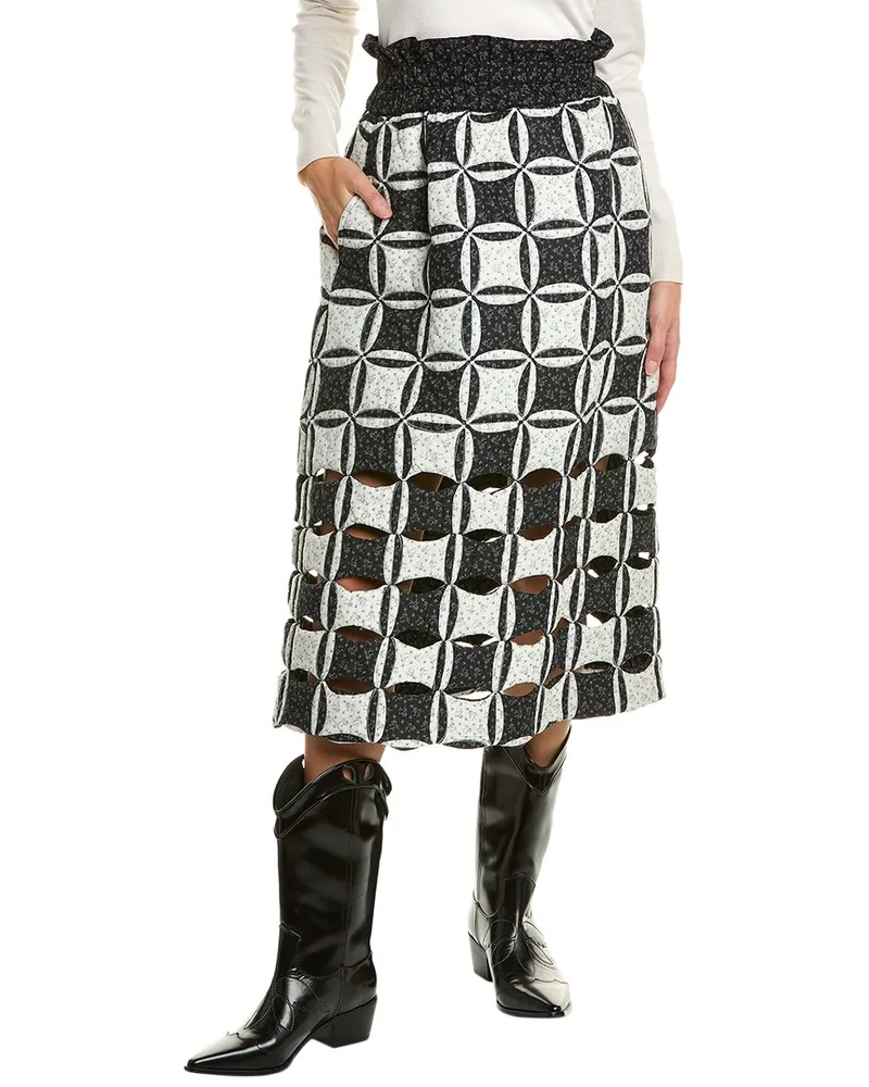 Sea Catalina Calico Cutout Midi Skirt Black