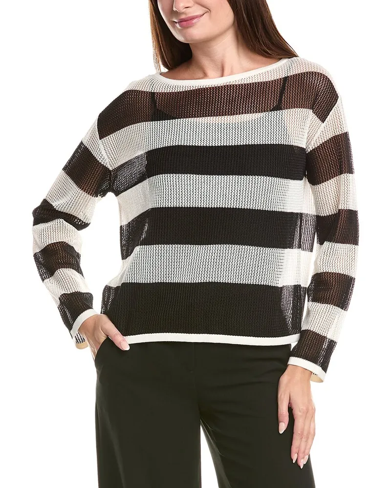 Joseph Ribkoff Linen-Blend Sweater White
