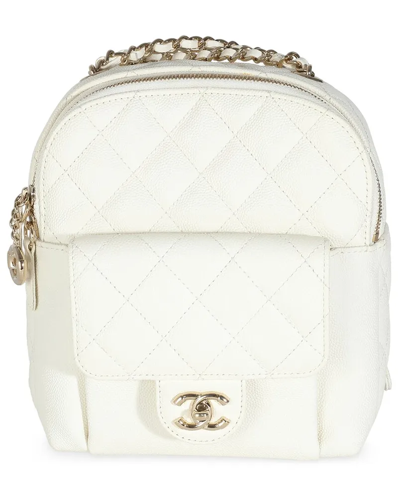 Chanel White Quilted Leather Small CC Day Backpack Handbag (Authentic Pre-  Loved Nocolor