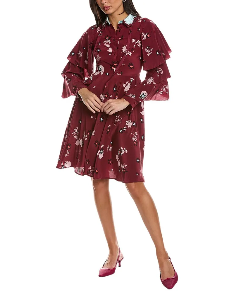 Valentino Garavani Floral Silk Mini Dress Purple