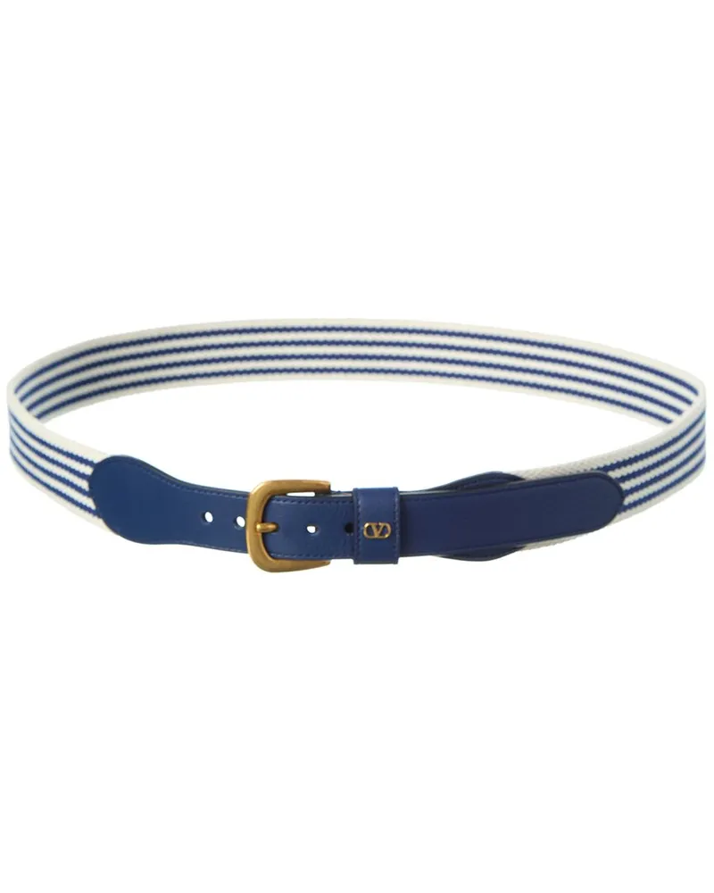 Valentino Garavani VLogo Signature Ribbon & Leather Belt Blue
