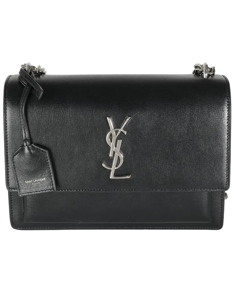 Saint Laurent Black Leather Medium Monogram Sunset (Authentic Pre-Loved Nocolor