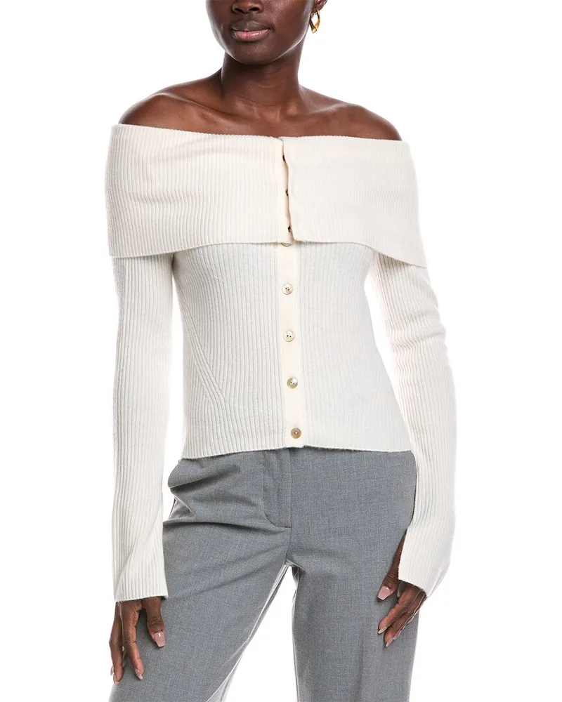 NAADAM Off-The-Shoulder Wool & Cashmere-Blend Sweater White