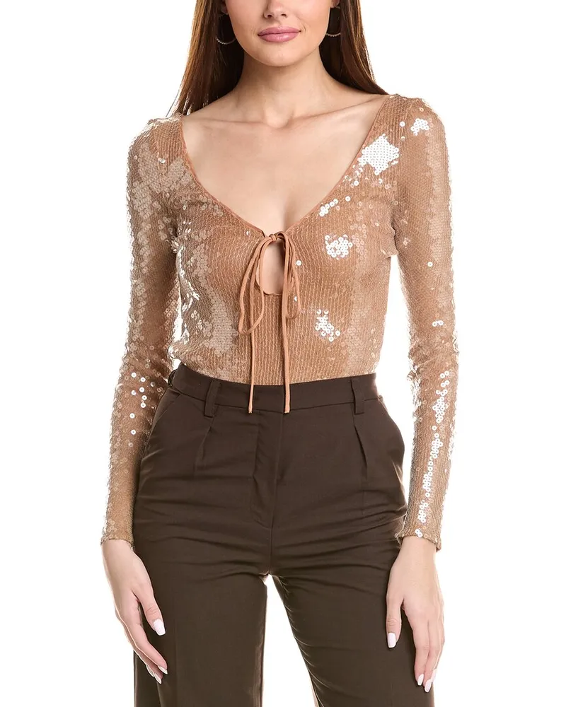 Bardot Verona Sequin Bodysuit Brown