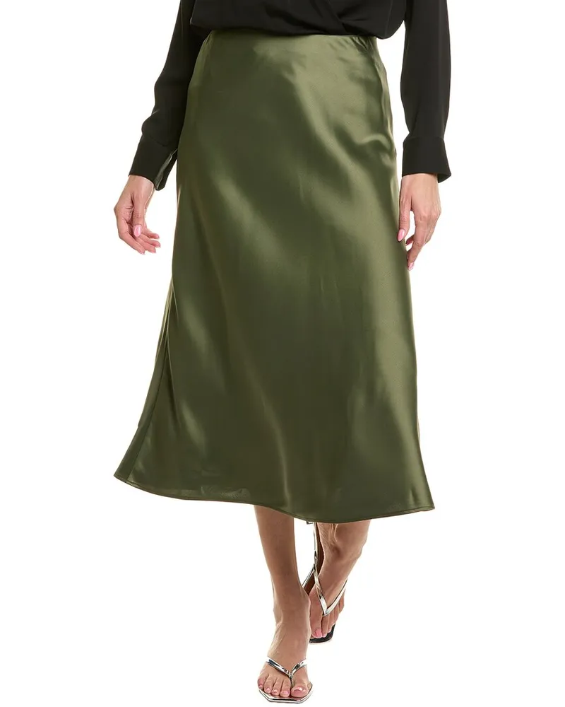 Anne Klein Satin Biased Flare Skirt Green