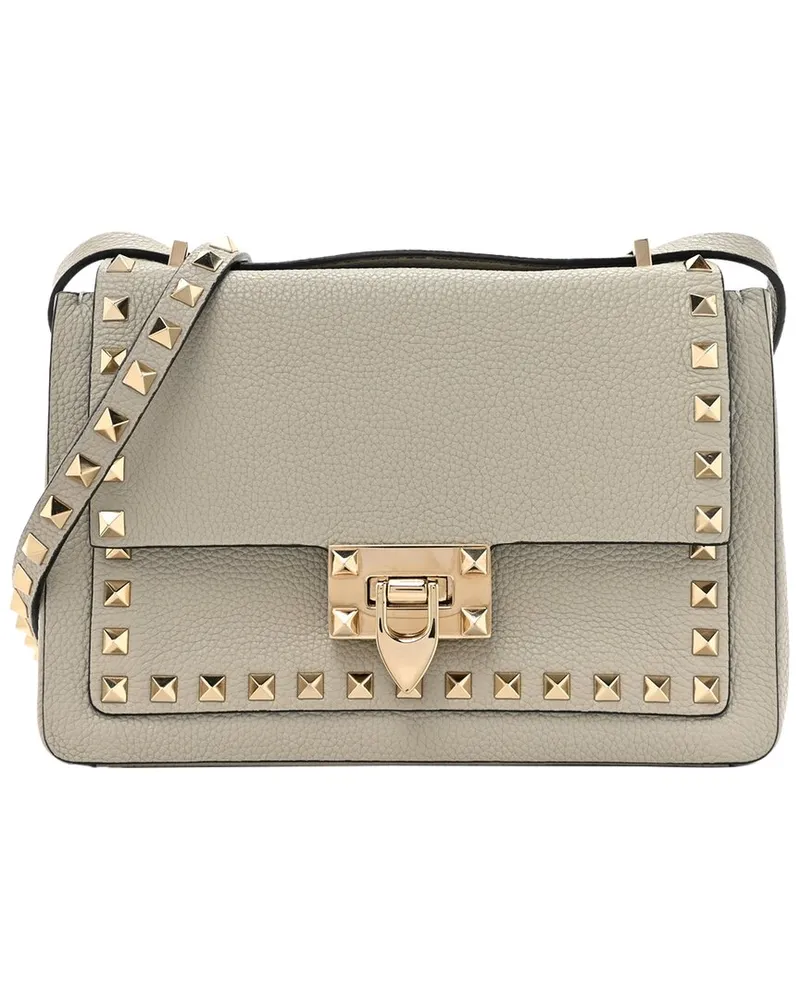 Valentino Garavani Grey Grained Calfskin Leather Small Rockstud Crossbody (Authentic  Pre-Loved Nocolor