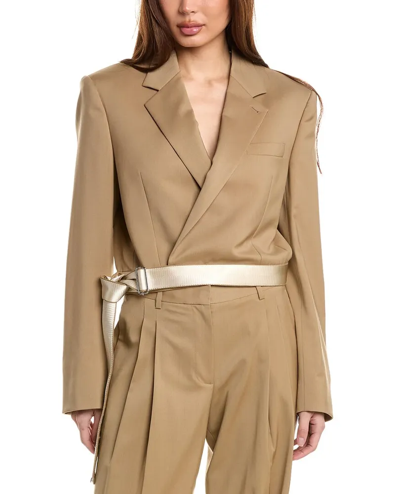 Helmut Lang Wrap Wool Blazer Brown