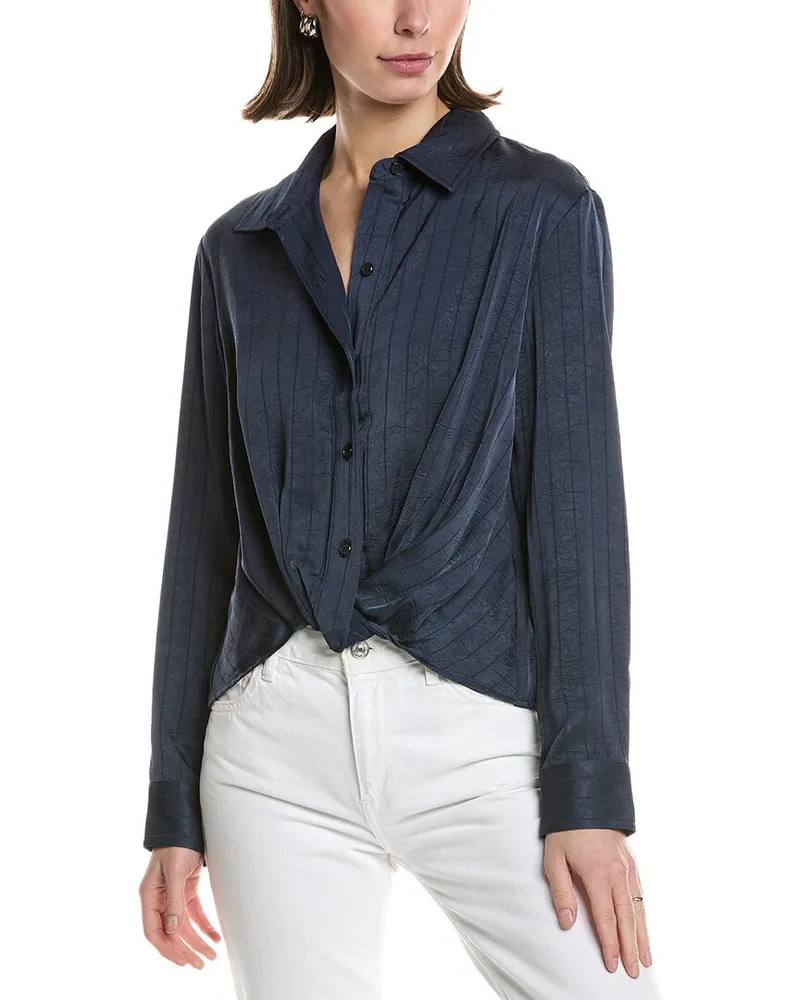 HUDSON Jeans Knotted Button-Down Shirt Blue