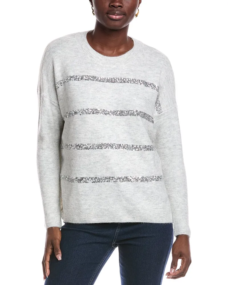 Vince Camuto Sequin Trim Sweater Grey