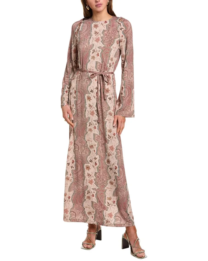 AllSaints Susannah Cascade Maxi Dress Beige