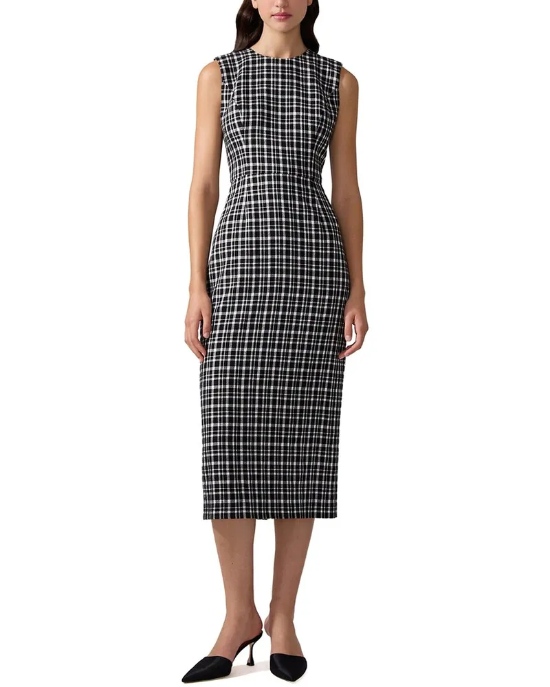 Carolina Herrera New York Crewneck Wool-Blend Midi Dress Black