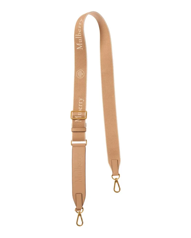 Mulberry Logo Webbing & Leather Shoulder Strap Brown