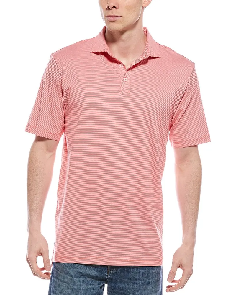 Peter Millar Carpenter Stripe Crown Comfort Polo Shirt Red