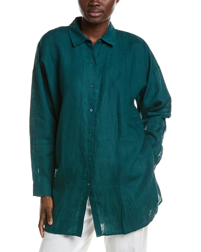 Eileen Fisher Classic Collar Shirt Blue