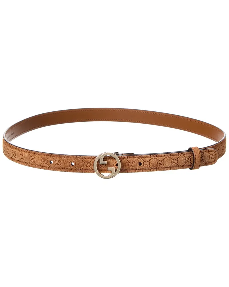 Gucci Blondie Thin Suede Belt Brown
