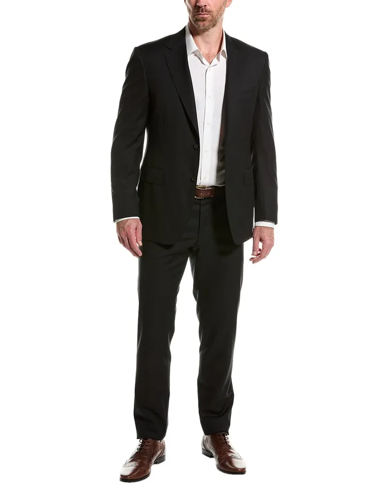 Canali Wool Suit with Flat Front Pant Grey