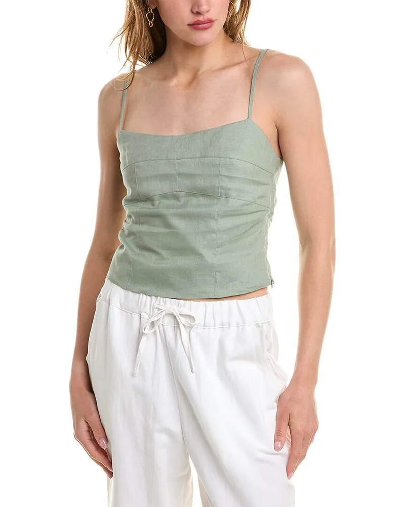 NICHOLAS Marjorie Seamed Linen Camisole Green