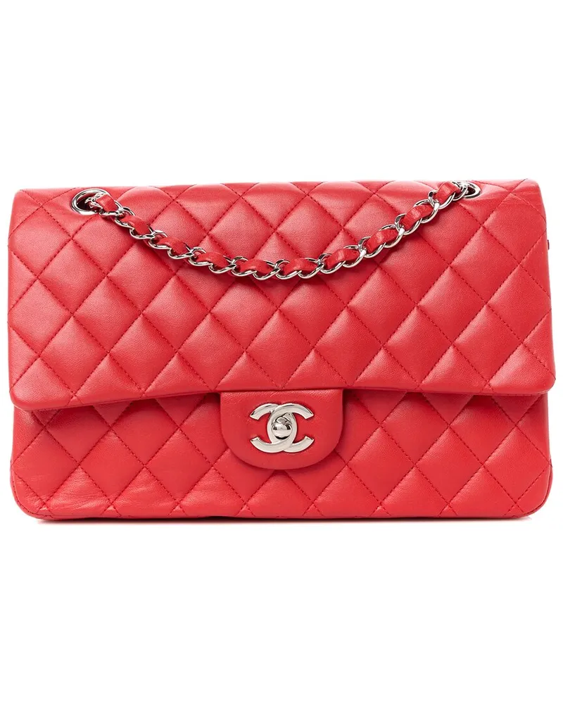 Chanel Red Lambskin Leather Classic Double Flap (Authentic Pre-Loved Nocolor