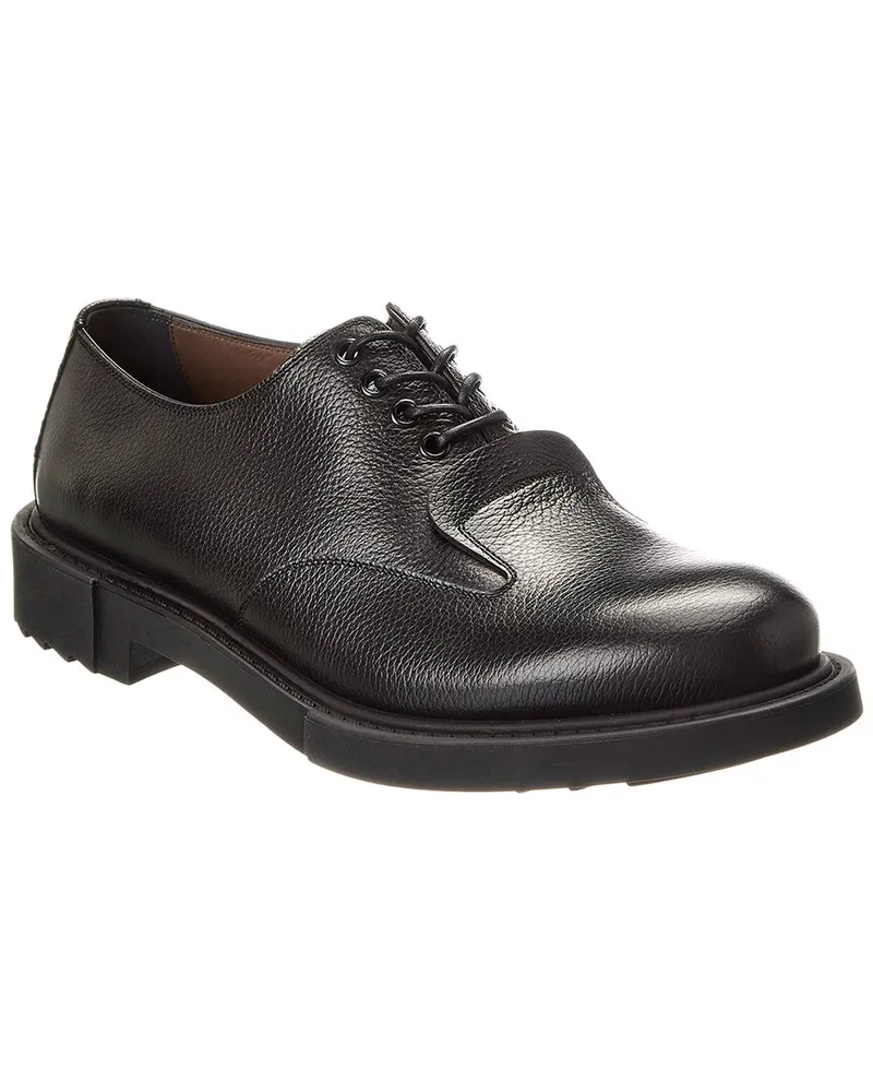 Ferragamo Lux Monsier Stirato Leather Dress Shoe Black