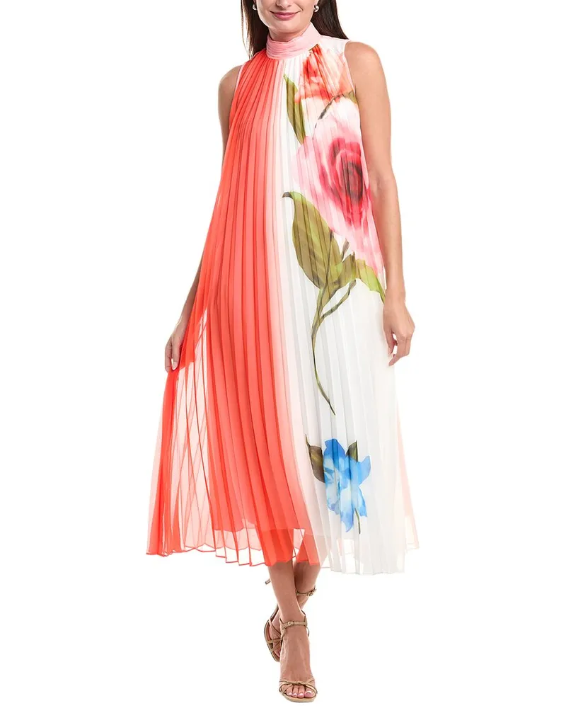 Elie Tahari The Reilley Spring Memory Maxi Dress Orange