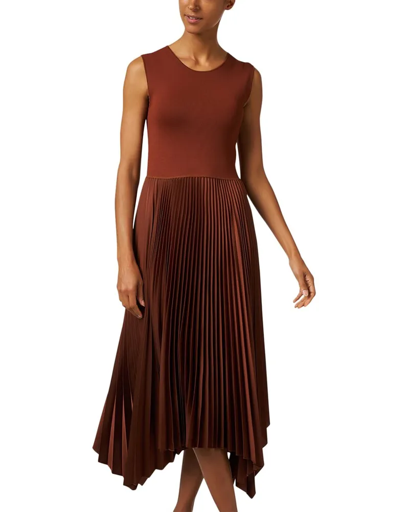 Joseph Dera Pleated Cashmere Dress Brown