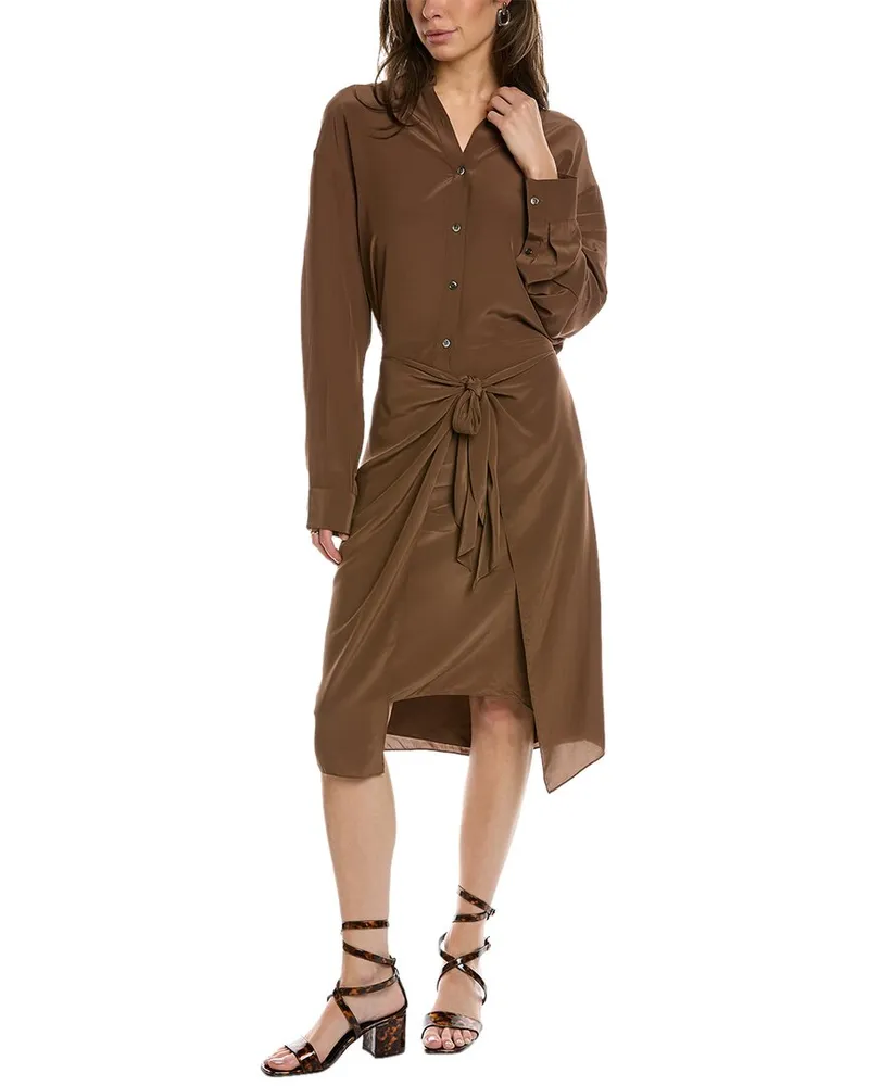 Theory Sarong Shirtdress Brown