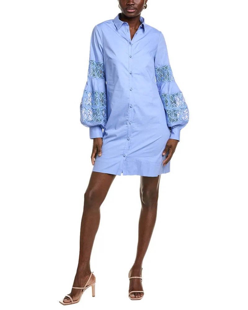 Lela Rose Shirt Dress Blue