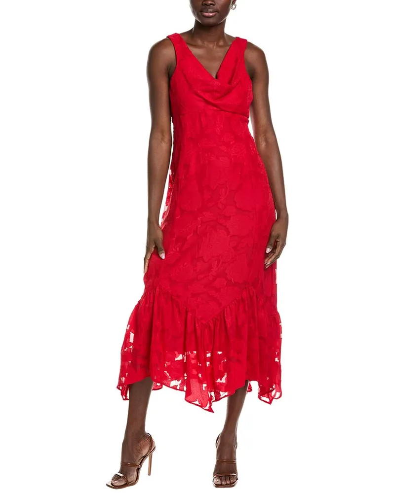 taylor Chiffon Burnout Maxi Dress Red