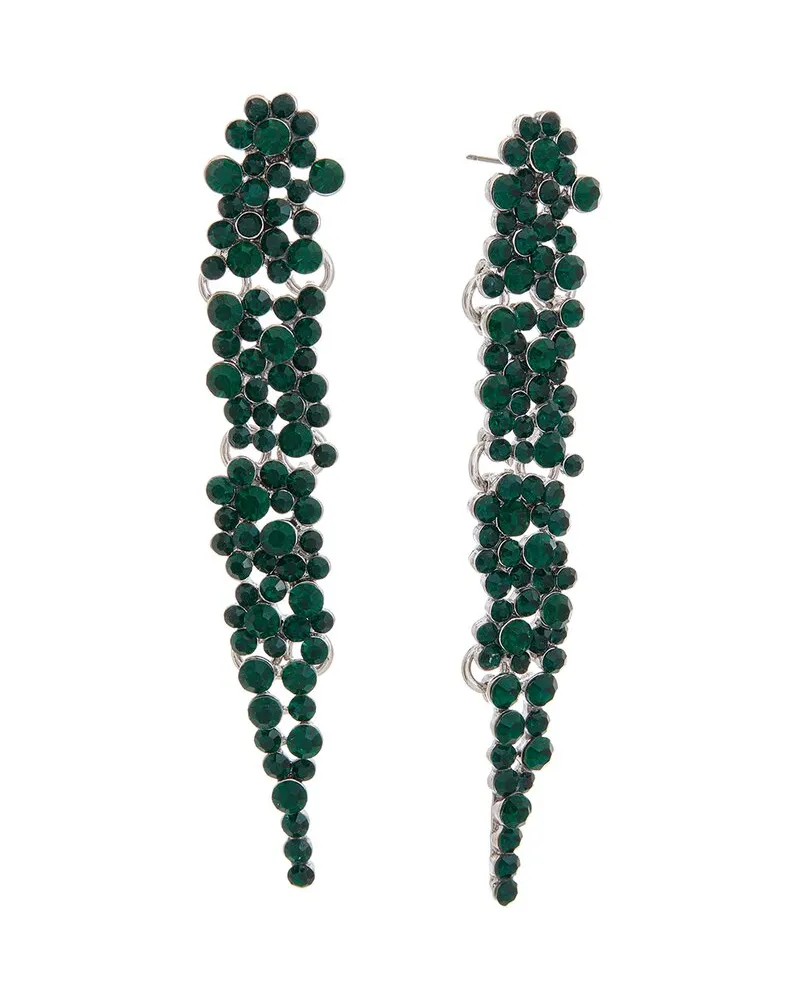 Kenneth Jay Lane Silver Plated Rhinestone Chandelier Earrings Nocolor