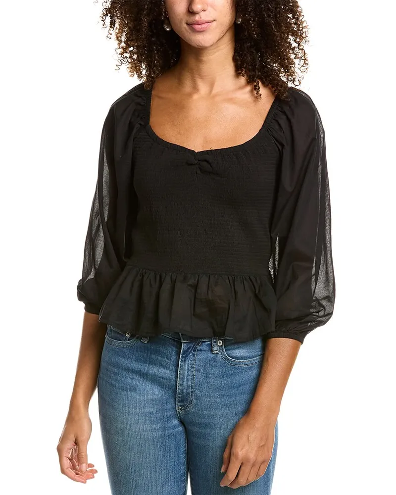 Nation Ltd Tiana Combo Peplum Top Black