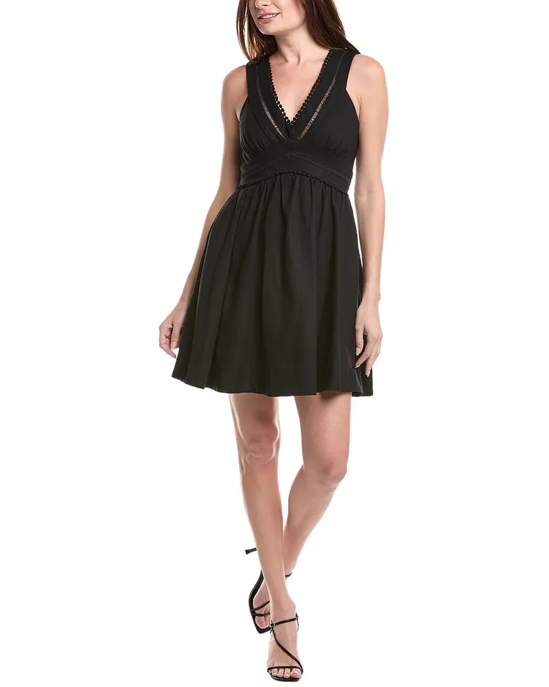 taylor Linen-Blend Mini Dress Black