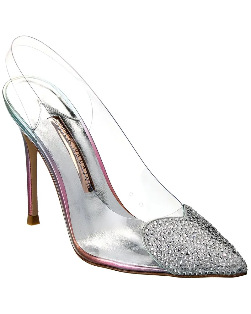 Sophia Webster Amora Vinyl & Leather Slingback Pump Silver