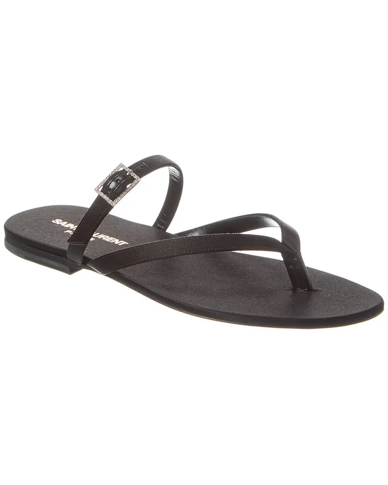 Saint Laurent Laszio Satin Sandal Black