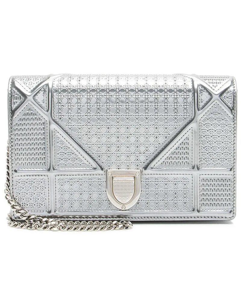 Dior Metallic Calfskin Micro Cannage Diorama Wallet on Chain (Authentic Pre-  Loved Nocolor