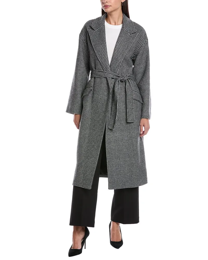 Theory Wool-Blend Robe Coat Gray
