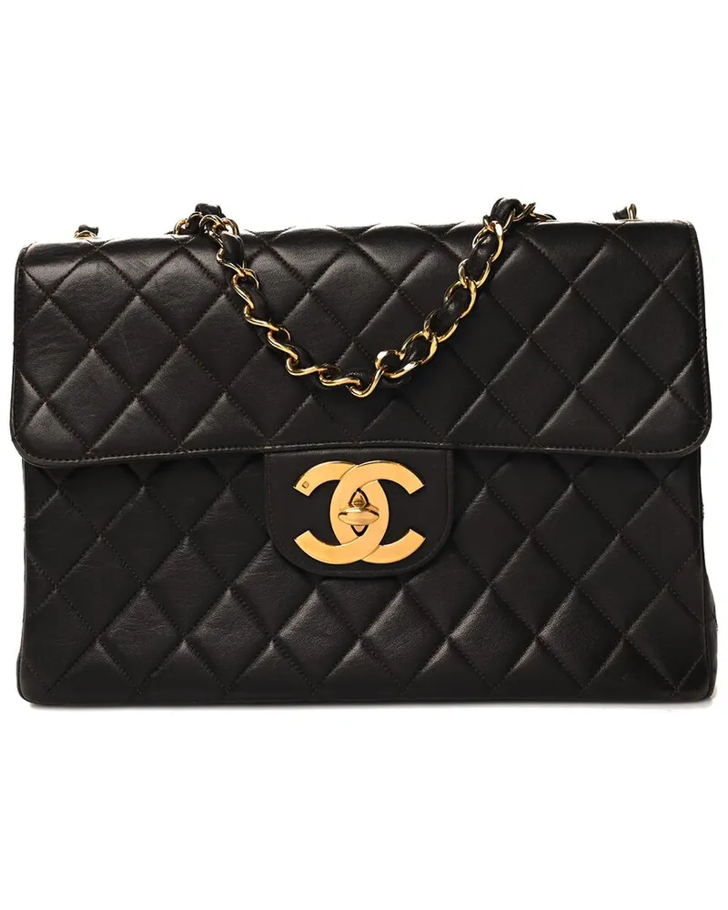 Chanel Brown Lambskin Quilted Leather Jumbo Single Flap Brown (Authentic Pre-  Loved Nocolor