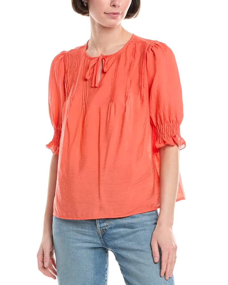 Sam Edelman Marlie Pintuck Blouse Red