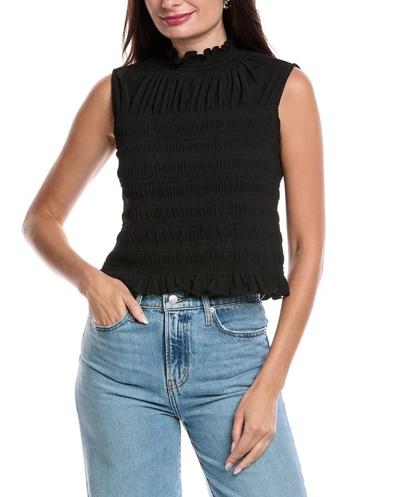 Nicole Miller Smocked Top Black