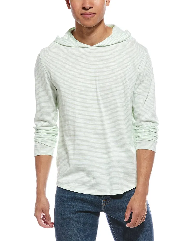 Vince Striped Hoodie White