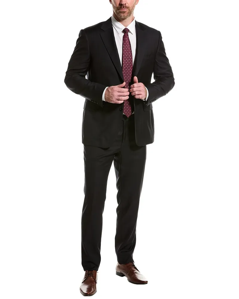 Canali Wool Suit with Flat Front Pant Black
