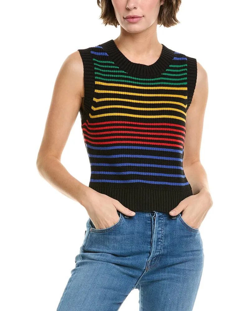 Central Park West Arie Rainbow Stripe Sweater Black