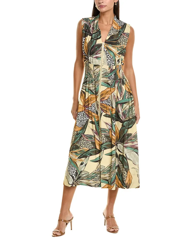 Nicole Miller Izzy Woven Midi Dress Tan