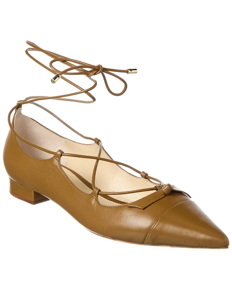 Alexandre Birman Slim Clarita Lace-Up Leather Flat Green