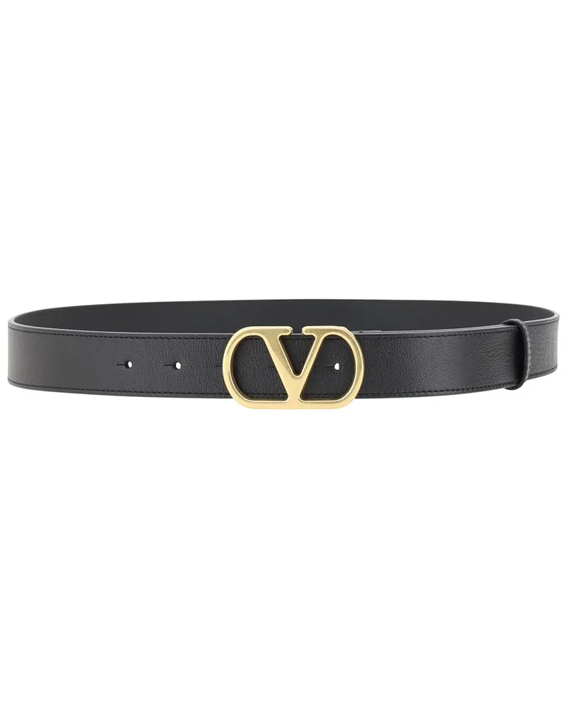 Valentino Garavani VLogo Signature Leather Belt Black