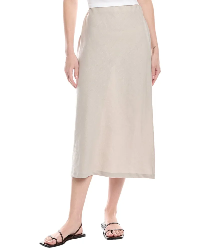 Enza Costa Bias Linen Midi Skirt Beige