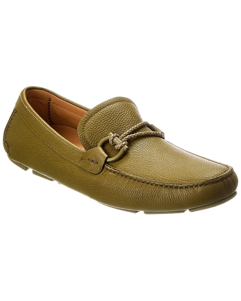 Ferragamo Front 4 Mvit Hydra Leather Loafer Green