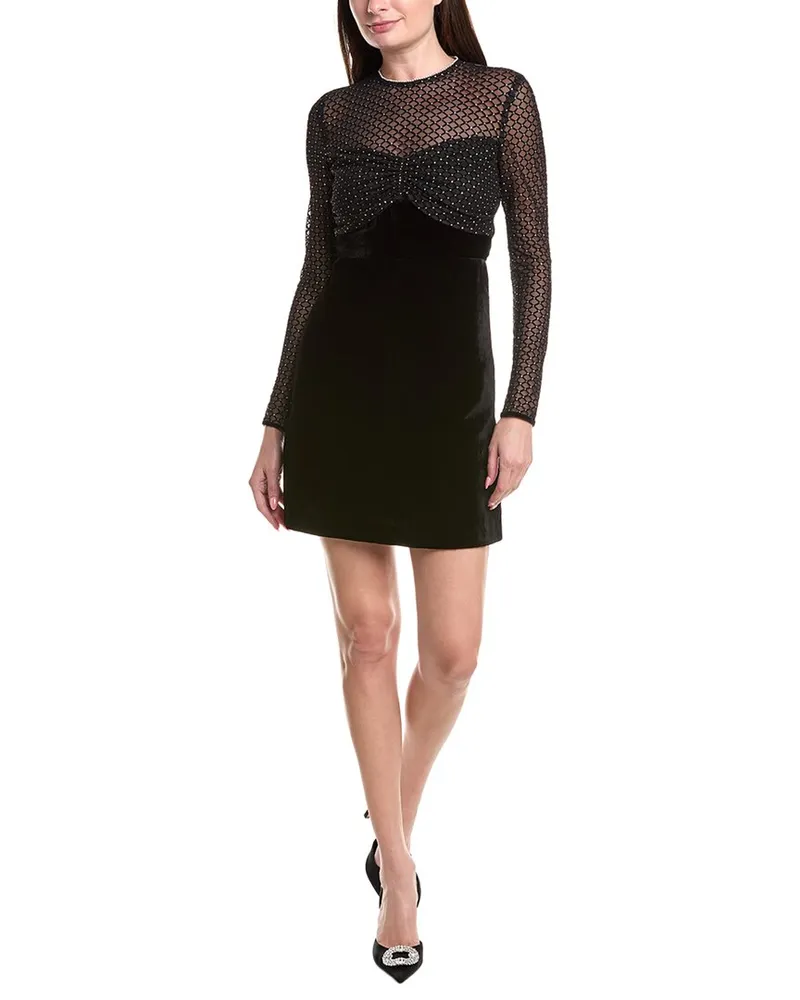 Sandro Velvet Mini Dress Black