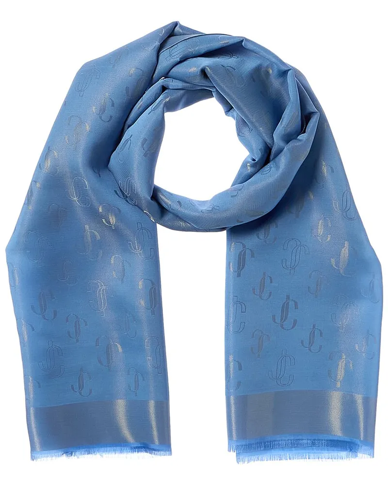 Jimmy Choo Silk-Blend Scarf Blue