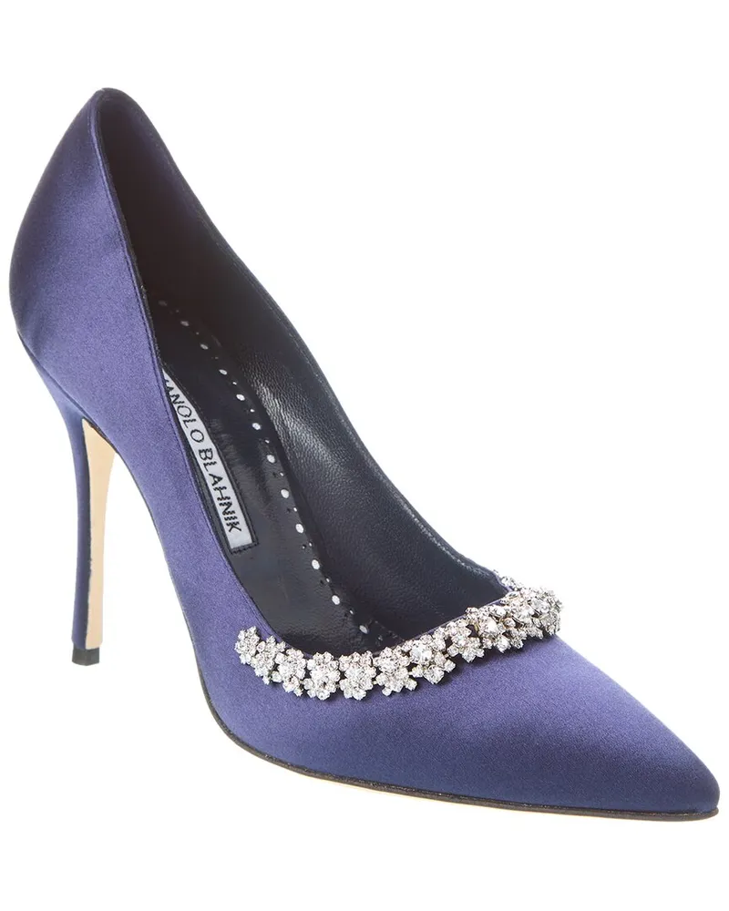 Manolo Blahnik Olarana 105 Satin Pump Blue